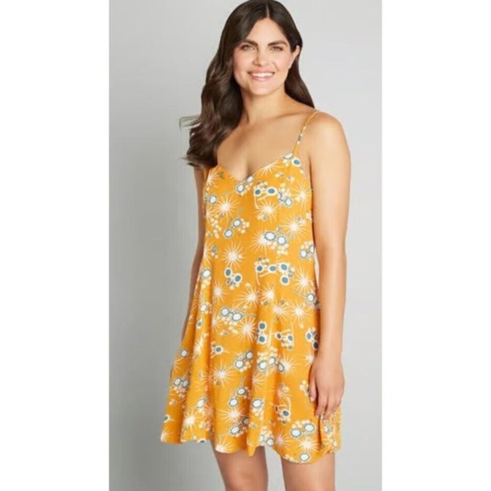 ModCloth On Cloud Nineties Shift Dress Sundress Midi Size XS $59 Adjustable